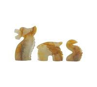 Crystal Yellow Quartz Three Part Dragon Skull Sculpture Art Collection Home Decor Gemstone Stone