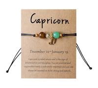 Crystal Zodiac Bracelet for Women & Men - 12 Constellations Natural Stone Chakra Beads, Handmade on Waterproof Wax Cord, Adjustable String, Astrology Jewellery Birthday Gifts
