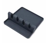 CRYSTAL25 Dark Grey Kitchen Silicone Spoon Rest with Drip Tray - Heat Resistant Utensil Holder Stand for Spatula, Spoon & Tongs, Non Slip Easy Clean Utensil Rest BPA Free Cooking Accessory