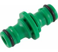 CRYSTAL25 Double Ended Male Hose Connector, Green, Half Inch, 2-Way Adaptor, Garden Irrigation Fitting