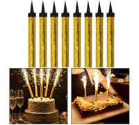 CRYSTAL25 Golden Sparkling Fountain Candles in Pack of 8 | Low-Smoke, Bright Sparkle & Long-Lasting Effect | Great for Birthdays, Anniversaries, Weddings, Parties & Special Occasions