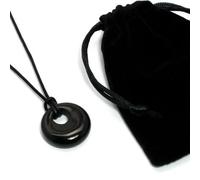 CrystalAge Obsidian Agogo Donut Necklace & Velvet Pouch