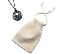 CrystalAge Snowflake Obsidian Donut Necklace & Velvet Pouch