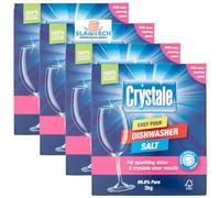 Crystale 4 x 2kg Dishwasher Salt for Dishwashers and Water Softeners, Easy-Pour Box Sold by Slamtech