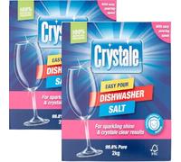 Crystale Dishwasher Salt for Dishwashers and Water Softeners, Enhance Cleaning Results, Streak-Free Glassware Easy-Pour Box 2kg X 2PC