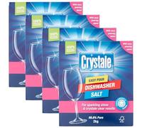 Crystale Easy Pour Dishwasher Salt, 99.8% Pure, 100% Recyclable Packaging, 2kg, Pack of 4