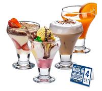 Crystalia Elegant Stemmed Glass Dessert Bowls Set of 4, 305ml, Footed Ice Cream Bowls, Prawn Cocktail Dishes, Sundae Glasses, Sweet Dishes