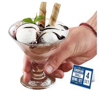 Crystalia Elegant Stemmed Glass Dessert Dishes Set of 4, 185ml 100% Lead Free Prawn Cocktail Dishes, Dessert Cups, Prawn Cocktail Glasses, Footed Glass Ice Cream Bowls, Sweet Dish Bowls