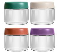 Crystalia Leak Proof Overnight Oats Jars With Lids 4PCs 300ml LEAD FREE Overnight Oats Container, Breakfast Pots, Glass Yoghurt Pots with Lids Screw Top Jars Meal Prep Jars Glass Soup Containers