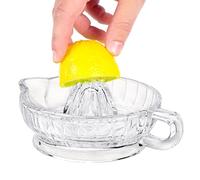 Crystalia Lemon Squeezer, Glass Lemon Squeezer,Manual Citrus Juicer,Clear Glass Orange Juice, Extractor Manual Hand with Handle and Pour Spout, Extractor for Lemon Lime Home Kitchen Bar(Transparent)
