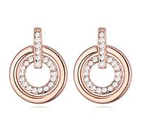 Crystalline Azuria Women 18ct Rose Gold Plated White Crystals Round Circle Stud Earrings