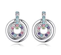 Crystalline Azuria Women 18ct White Gold Plated Colorful Crystals Round Circle Stud Earrings