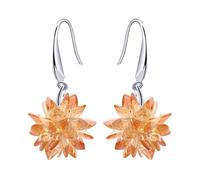 Crystalline Azuria Women 18ct White Gold Plated Orange Cubic Zirconia Ice Crystal Flowers Dangle Hook Earrings