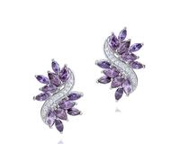 Crystalline Azuria Women 18ct White Gold Plated Purple Violet Zirkonia Crystal Cluster Wedding Stud Earrings