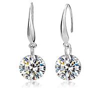 Crystalline Azuria Women 18ct White Gold Plated Round White Crystals Dangle Hook Earrings