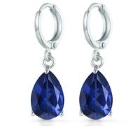 Crystalline Azuria Women 18ct White Gold Plated Teardrops Blue Simulated Sapphire Zirconia Crystals Dangle Earrings