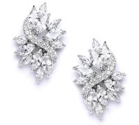 Crystalline Azuria Women 18ct White Gold Plated White Crystal Cluster Wedding Stud Earrings