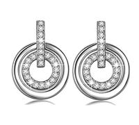 Crystalline Azuria Women 18ct White Gold Plated White Crystals Round Circle Stud Earrings
