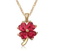 Crystalline Azuria Women Girls 18ct Gold Plated Pink Zirconia Crystals Lucky Clover Pendant Necklace 17.7 inches