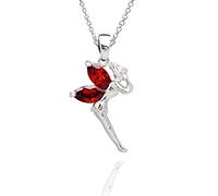 Crystalline Azuria Women Girls 18ct White Gold Plated Red Zirconia Crystals Fairy Tinkerbell Pendant Necklace 17.7 inches