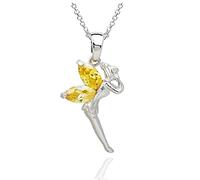 Crystalline Azuria Women Girls 18ct White Gold Plated Yellow Simulated Citrine Zirconia Crystals Fairy Tinkerbell Pendant Necklace 17.7 inches