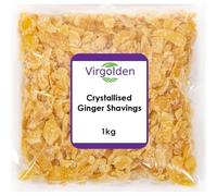 Crystallised Ginger Shavings 1kg by Virgolden - Perfect for Adding a Crunchy Kick to Cakes, Buns or Cookies or Mixed into Homemade Granola Added to Breakfast Oat Bars