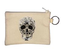 Crystallised Skull Key Chain Coin Purse Beige
