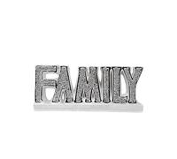 Crystallized Large Ceramic Crushed Crystal Diamond Silver Family Sign Ornament - Home Decor Shelf Sitter for Elegant and Sparkling Interiors