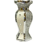 Crystallized Romany Flower Vase - Mosaic Italian Blingy Silver Vase for Flower Arrangement - Handmade Craft | Crushed Diamond Display | Elegant Gift, Home Decor