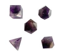 crystalmiracle Amethyst 5 pcs Geometry Set Crystal Healing Platonic Solid Sacred Stone Reiki Feng Shui Gift Chakra