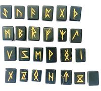 crystalmiracle Black Agate Gemstone 25 pcs Rune Stone Set Elder Futhark Alphabet Crystal Healing Gift Reiki Handcrafted