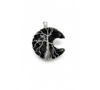 CRYSTALMIRACLE BLACK OPALITE MOON PENDANT CRYSTAL HEALING GIFT FASHION ACCESSORY HANDCRAFTED WELLNESS PEACE MEDITATION