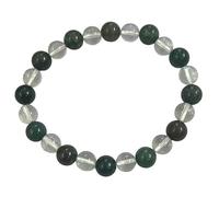 CRYSTALMIRACLE Clear Quartz Bloodstone 7 mm Beaded Bracelet String Healing Fashion Accessory Gift Handcrafted