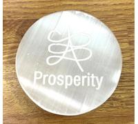 crystalmiracle Natural Selenite Round Engraved Reiki Plate Healing Wellness Prosperity Home Office Gift Handcrafted