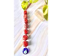 crystalmiracle Red Jasper 12" Wall Hanging Evil Eye Tumbled Stone Feng Shui Home Office Gift
