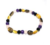 CRYSTALMIRACLE Rose Quartz Amethyst Black Obsidian Citrine Smokey Quartz Beaded Crystal Healing Bracelet Fashion Gift Gemstone positive Energy wellness handcrafted accessory