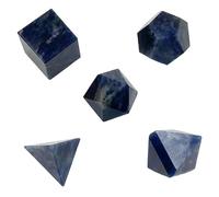 crystalmiracle Sodalite 5 pcs Geometry Set Solid Sacred Stones Crystal Healing Reiki Feng Shui Wellness Handcrafted Gift