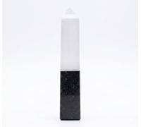 crystalmiracle Tourmaline Selenite Obelisk 4" Generator Point Crystal Healing Reiki Feng Shui Gift Home Office Wellness Aura Luck Handcrafted