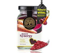 CrystalNutri RootSynergy Beetroot Juice Powder 90g - Better Then Freeze Dried Fruit - Concentrated Powder - Low Temperature Drying - Preserving Natural enzymes, Rich in antioxidants