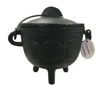 Crystalo - Triple Moon Cast Iron Cauldron with Lid, 4"