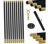 Crystals 12-Piece Drain Rods Set, 9.2M Flexible Drainage Rods with Heavy-Duty Rubber Plunger & Double Worm Screw, Outdoor Drain Unblocker for Drain Cleaning, Sewer Pipe Maintenance, Includes Carry Bag