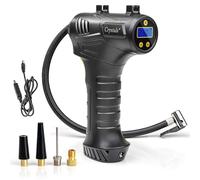 Crystals 12 Volts Cordless Electric Tyre Inflator Pump - USB Rechargeable Digital Air Compressor with LED Light | Up to 150 PSI | Portable Pressure Gun with 3 Nozzles for Car & Bike | Portable Pump
