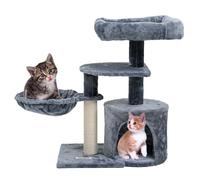 Crystals 138 cm_68 cm Cat Tree Tower - Multi-Level Cats Activity Centre with Scratching Posts, Condos, Ladder & Platforms - Indoor Cat Climbing House for Play, Rest & Fun (68cm Charcoal Grey)