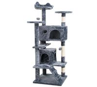Crystals 138cm Cat Tree Tower - Multi-Level Activity Centre with Scratching Posts, Condos, Ladder & Platforms - Sturdy Cat Climbing House for Indoor Kennel & Platforms for Cats (Charcoal Grey)