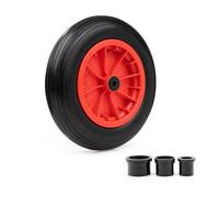 Crystals 14"/35cm Heavy Duty Wheelbarrow Wheel Tyre 3.50-4/8 | PU Puncture Proof Solid Replacement Wheel for Trolley, Garden Cart, Barrow, Sack Truck & Trailer | Fits Standard Barrow - Red