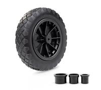 Crystals 14"/35cm PU Wheelbarrow Tyre 3.50-4.00/8 - Heavy Duty Puncture Proof Rubber Replacement Wheel for Barrow | Wheel Can Handles up to 120kg (265lbs) | Trolley, Cart, Trailer - Black