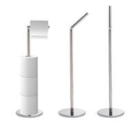 Crystals 2 in 1 Freestanding Chrome Bathroom Toilet 4 Roll Holder Dispenser in Metallic Silver Crystals Metallic Silver