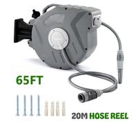 Crystals 20M Garden Patio Hose Reel Wall Mounted Retractable Auto Rewind Pipe