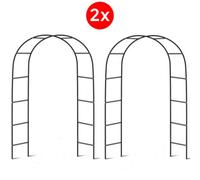 Crystals 2X Garden Arch 2.4M Plant Climbing Trellis Metal Archway Arbour Frame Tubular