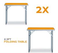 Crystals 2X Portable Mdf Wooden Top Folding Dining Table Garden Outdoor Picnic Camping